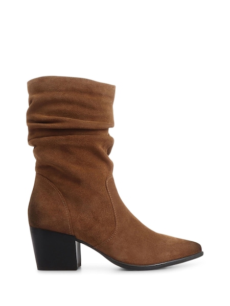 Jones Bootmaker Women's Tan Cloe Leather Suede Slouch Boots (T46954) | €88