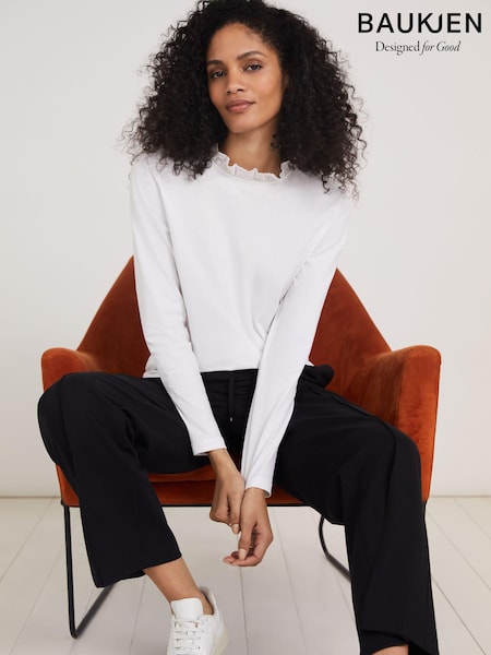 Baukjen White Agatha Cotton Top (T47212) | OMR16