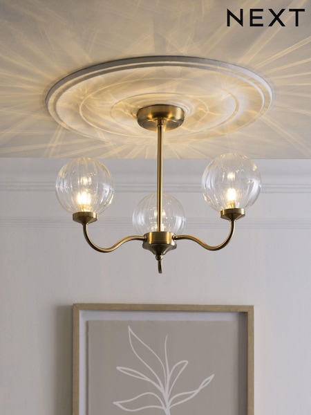 Brass Bourton 3 Light Flush Ceiling Light (T47406) | €99