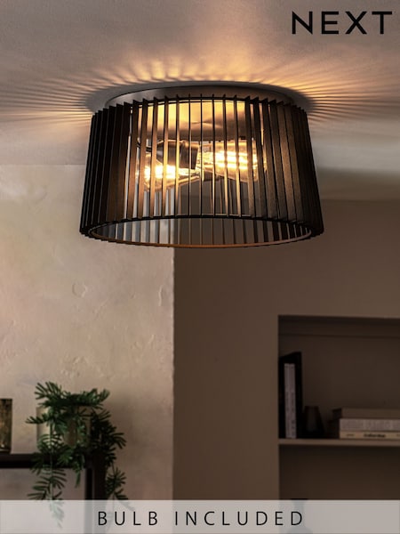 Black Brooklyn Flush Ceiling Fitting Ceiling Light (T47753) | €145