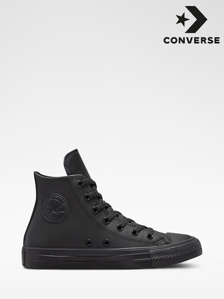 Converse Black Leather High Top Youth Trainers (T47799) | ₪251