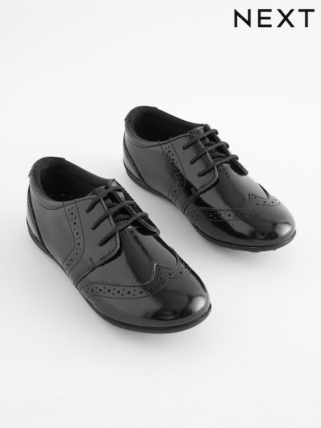 Schwarzes Lackleder - School Leather Lace-Up Brogues (T47900) | 3 € - 4 €