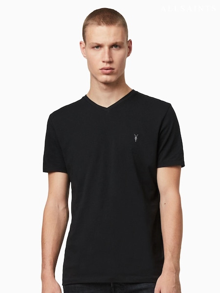 AllSaints Black Tonic V-Neck 100% Cotton T-Shirt (T48672) | €42