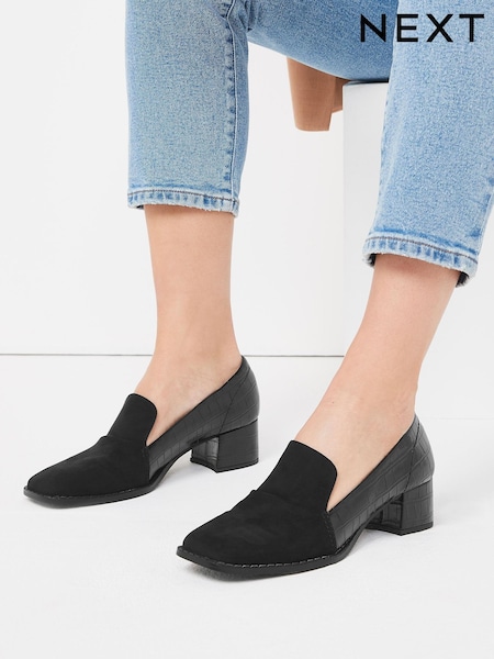 Black Forever Comfort® Low Block Heel Loafers (T49073) | €23.50