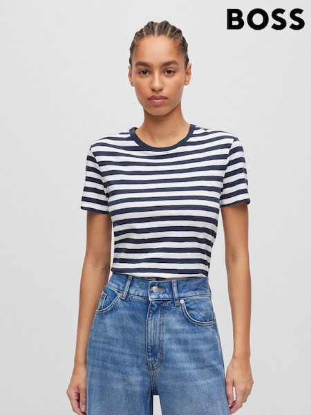 BOSS Black 100% Cotton Esla Striped T-Shirt (T49273) | OMR21