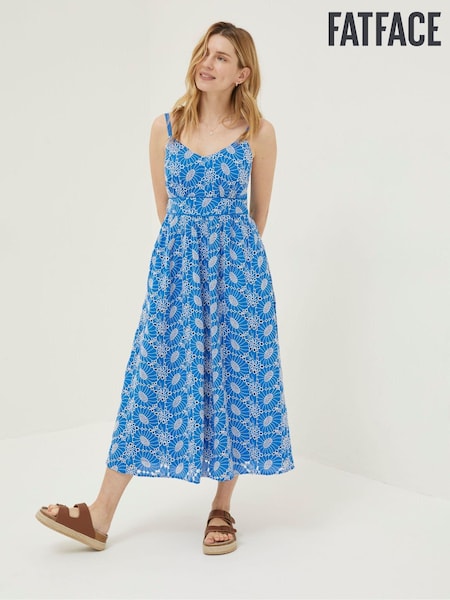 FatFace Blue Jayden Broderie Midi Dress (T49274) | €46