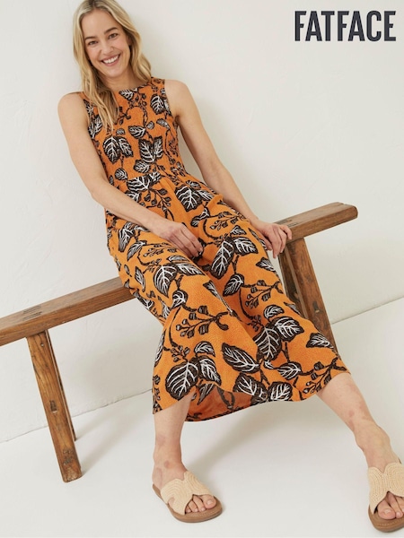 FatFace Yellow Anna Vine Floral Midi Dress (T49423) | €37