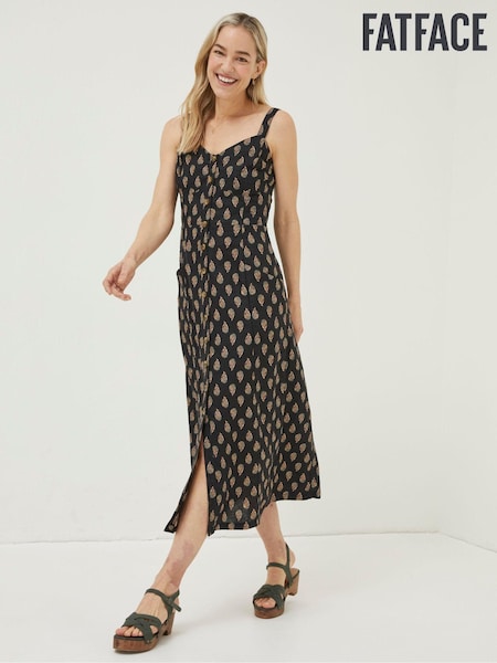 FatFace Black Woodblock Corey Linen Dress (T49444) | €50