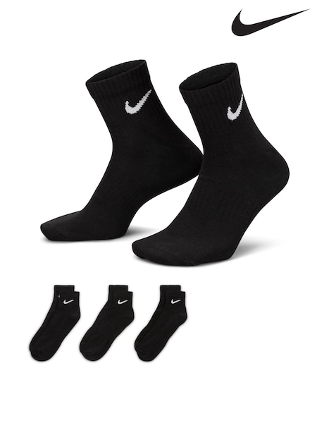 Nike Black Lightweight Everyday Ankle Socks 3 Pack (T50331) | €17.50
