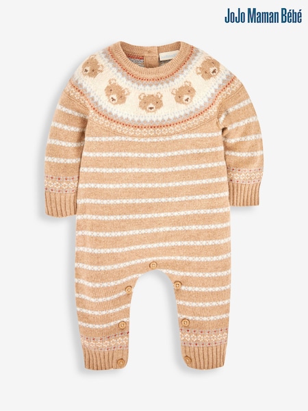JoJo Maman Bébé Stone Baby Bear Fair Isle Pattern Knitted All-In-One (T51046) | €49