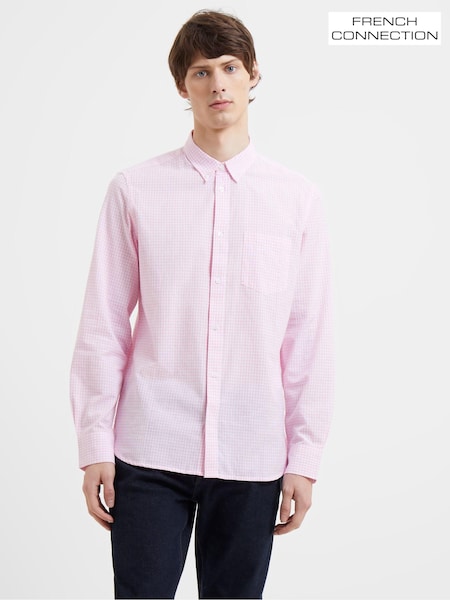 French Connection Pink Gingham 100% Cotton Long Sleeve Shirt (T51299) | €51