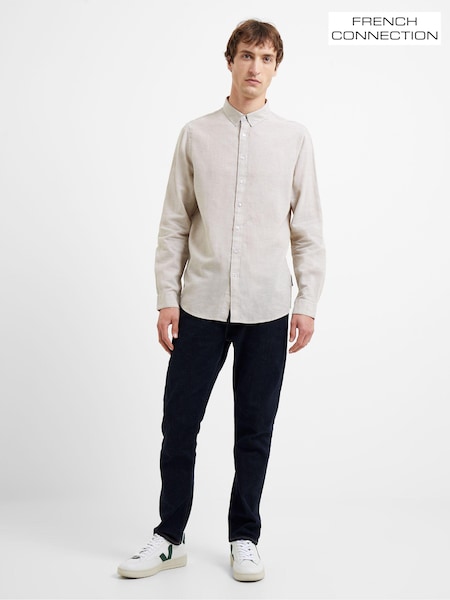 French Connection Sand Natural Linen Long Sleeve Shirt (T51303) | €53