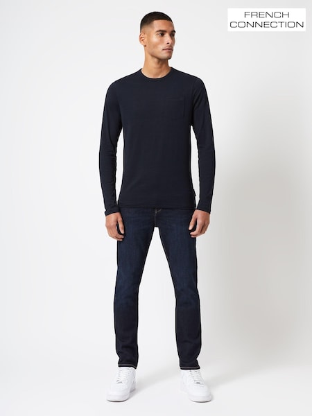 French Connection Blue Pocket Long Sleeve T-Shirt (T51335) | AED82