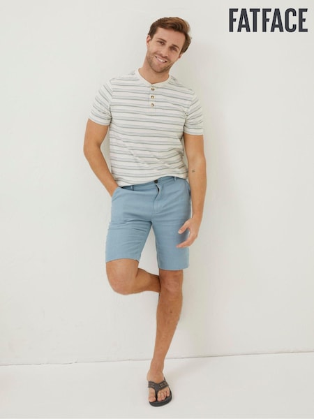 FatFace Blue Linen Flat Front Shorts (T51391) | €25