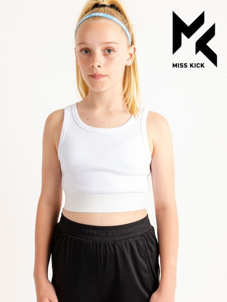 Weiß - Miss Kick Mädchen Annie Top mit Racerback, Schwarz (T51663) | 10 €