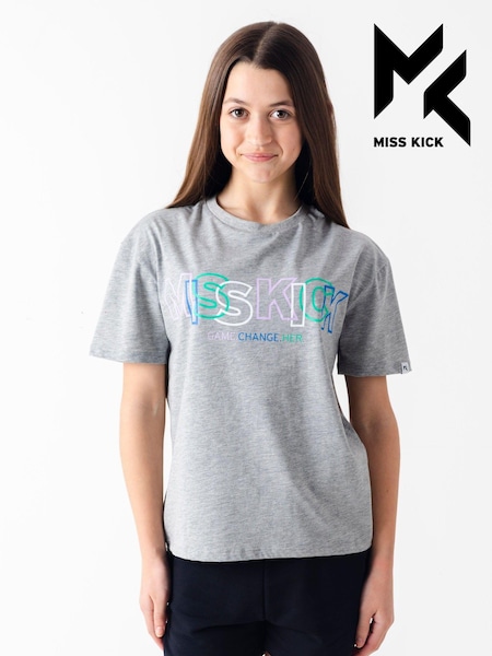 Miss Kick Girls Grey Jess Graphic 100% Cotton T-Shirt (T51667) | €10