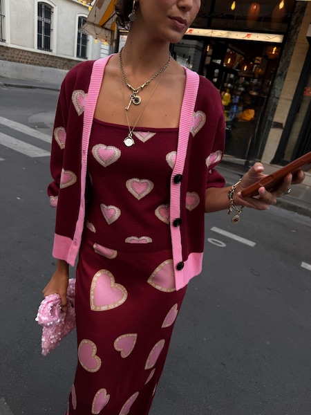 Red - Never Fully Dressed Hearts Cardigan