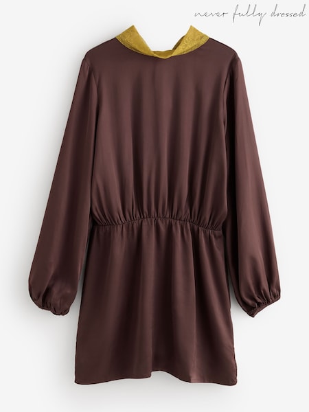 Brown - Never Fully Dressed Batwing Mini Petite Dress
