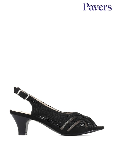 Pavers Black Pavers Black Slingback Evening Heels (T52156) | ₪191