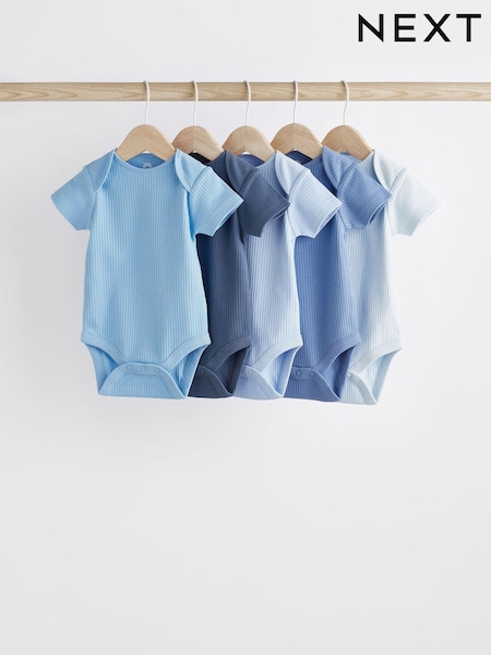 Blue Baby Short Sleeve Bodysuits 5 Pack (T52240) | CA$39 - CA$45