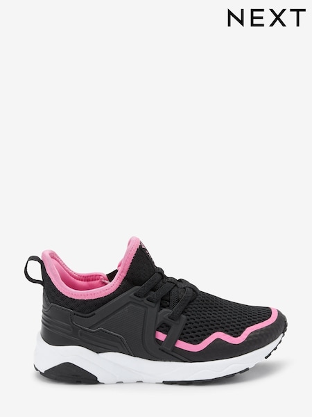Schwarz und Pink - Elastic Lace Trainers (T52384) | 14 € - 17 €