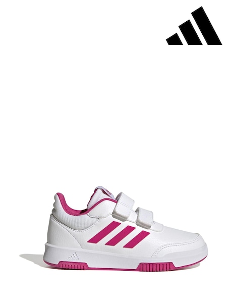 adidas White/Pink Tensaur Hook and Loop Trainers (T52882) | R$ 275