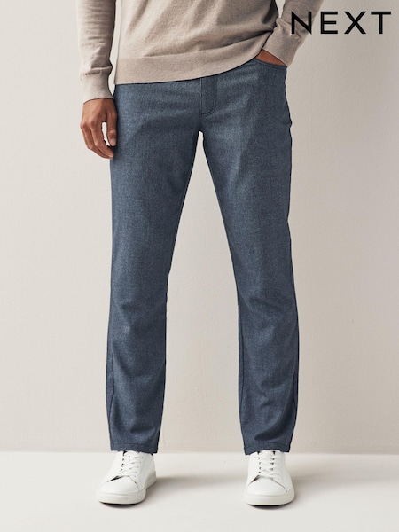 Blue Slim Smart Textured 5-Pocket Trousers (T52941) | €7.50