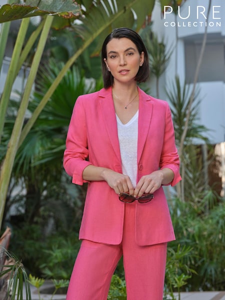 Pure Collection Pink Longline Linen Blazer (T53252) | €83