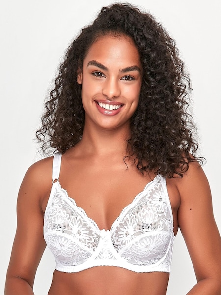 Anya Madsen White Floral Lace Underwire Non Padded Stretch Bra (T53467) | €13