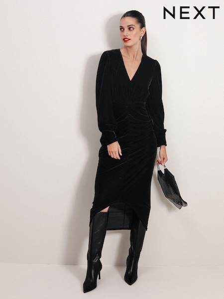Black Velvet Midi Dress (T53625) | €19