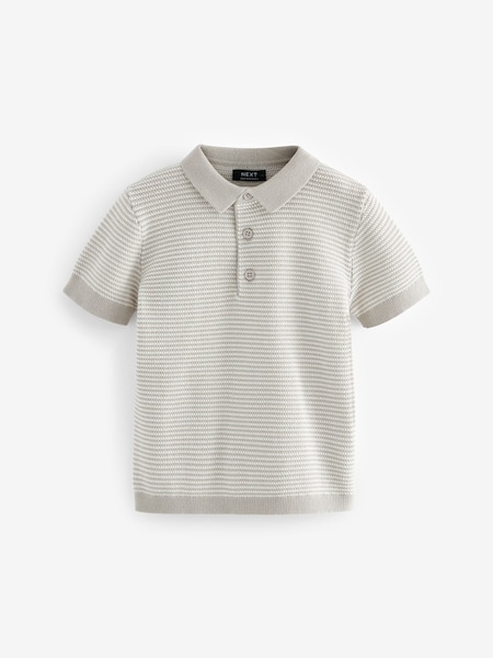 Grey 100% Cotton Short Sleeved Multi Tone Polo Shirt (3mths-7yrs) (T53887) | AED11 - AED13