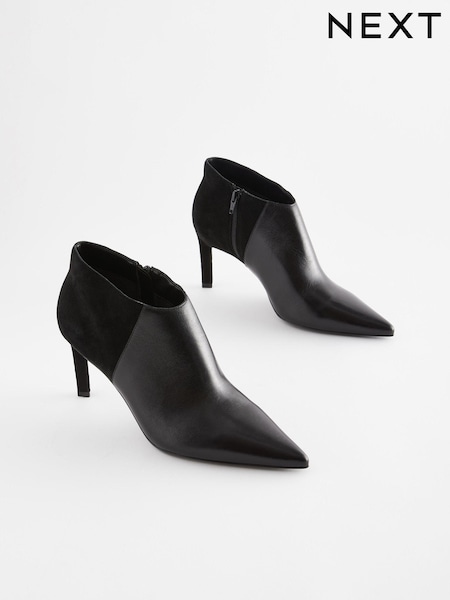 Black Signature Leather Forever Comfort® Point Toe Heeled Shoe Boots (T54051) | €43