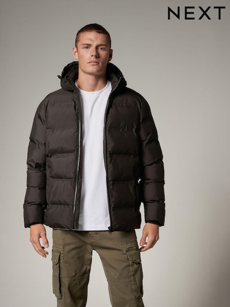 Black Hooded Shower Resistant Puffer Coat (T54115) | €36