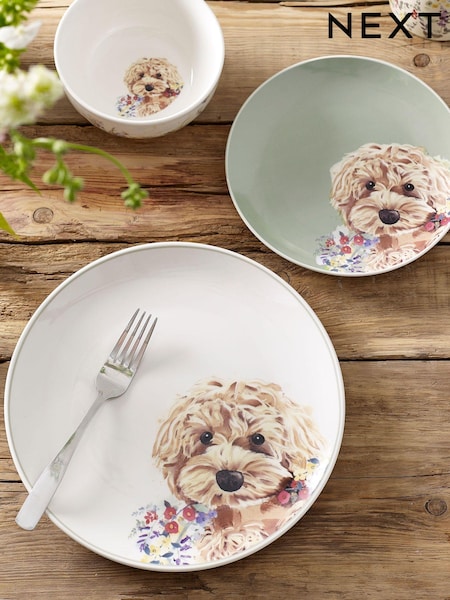 12 Piece Charlie The Cockapoo Dinner Set (T54124) | ‏159‏₪