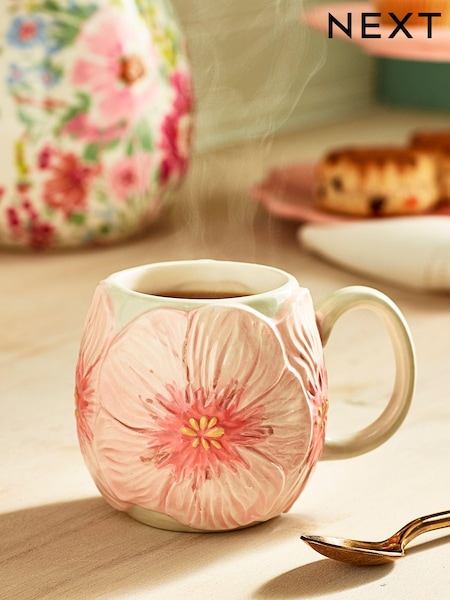 Pink Flower Textured Mug (T54134) | €9