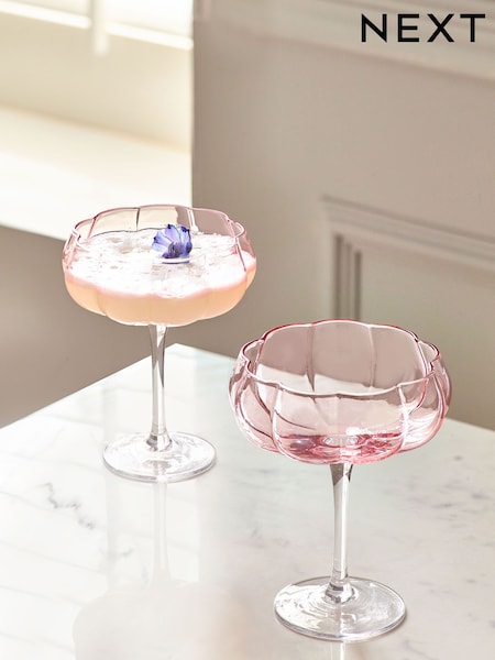 Set of 2 Pink Ottilie Cocktail Glasses (T54155) | €28