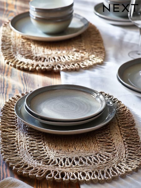 Natural Set of 2 Natural Jute Woven Placemats (T54232) | 48 QAR