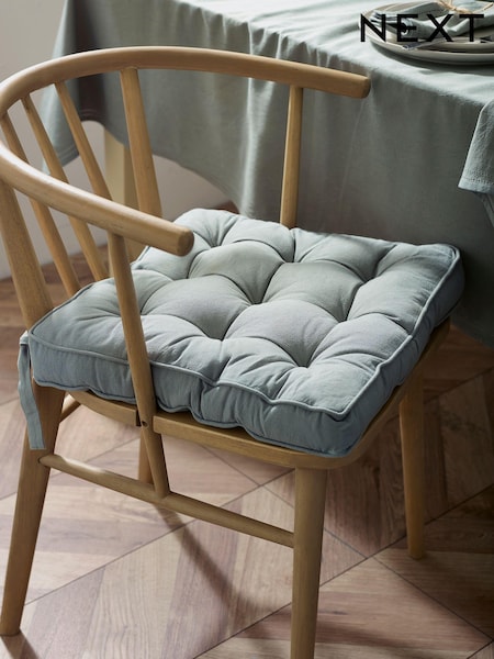 Sage Green Linen Look Padded 100% Cotton Dining (T54260) | €14