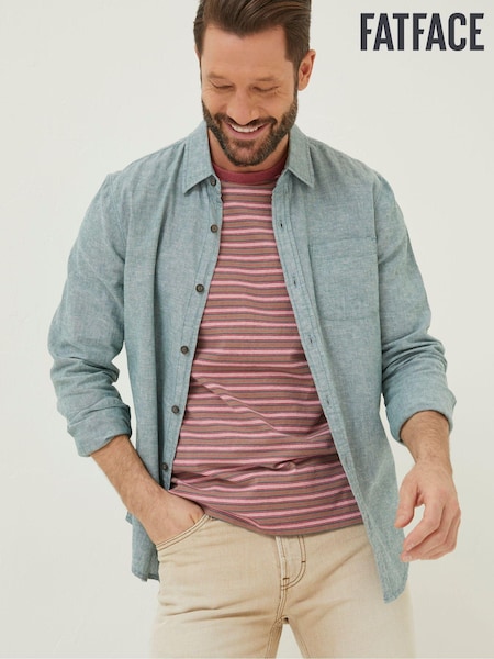 FatFace Green Long Sleeve Bugle Linen Cotton Shirt (T54269) | €14