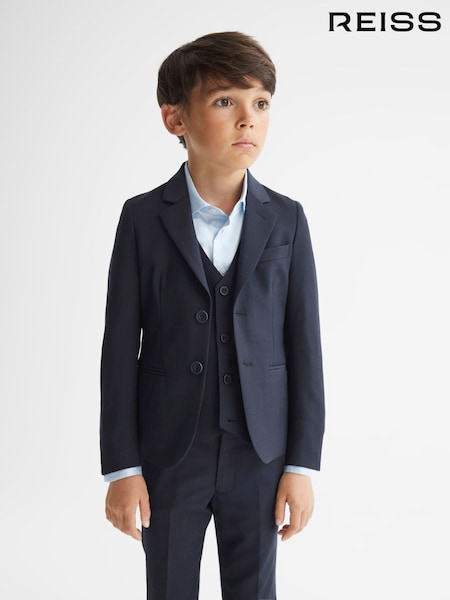 Reiss Navy Hope Senior Modern Fit Mixer Blazer (T54331) | 794 QAR