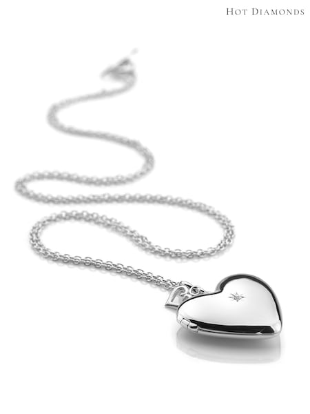 Hot Diamonds Silver Tone Romantic Heart Locket Necklace (T54881) | €230