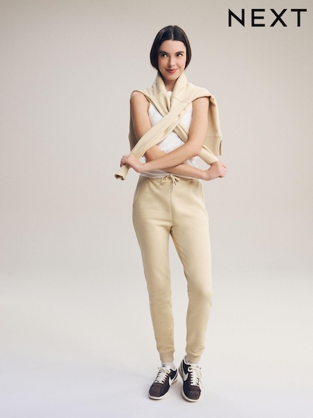 Neutral Soft Cotton Blend Basic Jersey Joggers (T54924) | AED50