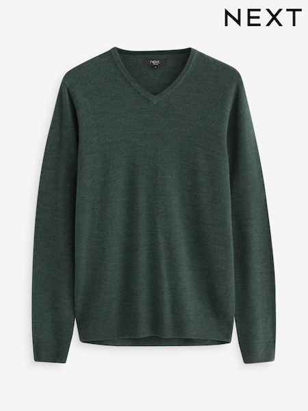 Green V-Neck Regular Soft Touch Knit Jumper (T54999) | €12