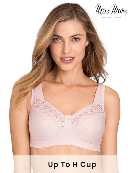 ורוד - Miss Mary Of Sweden Broderie Anglaise Non Wired Bra (T55739) | ‏216‏₪