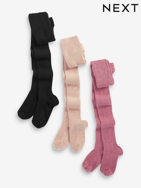 Pink/Honig/Creme/Schwarz - 3 Pack Cotton Rich Rib Tights (T55772) | 21 € - 30 €