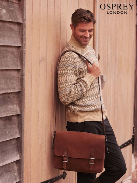 OSPREY LONDON Chocolate Brown The Large Clayton Leather Satchel Bag (T56701) | €198