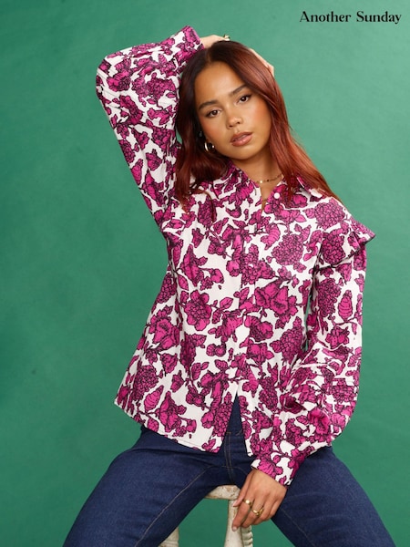 Another Sunday Pink Long Sleeved Shirt With Button Detail (T57261) | €23