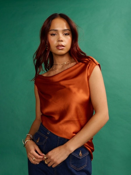 Another Sunday Satin Sleeveless Cowl Cami Top (T57331) | €23