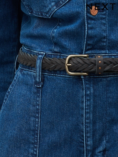 Svart - Plaited Leather Belt (T57622) | kr260