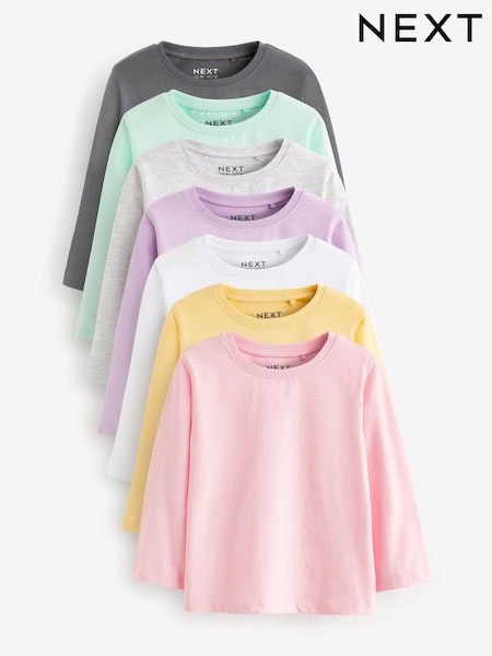 Core Multicolour 100% Cotton Long Sleeve T-Shirts 7 Pack (3mths-7yrs) (T57624) | AED61 - AED85